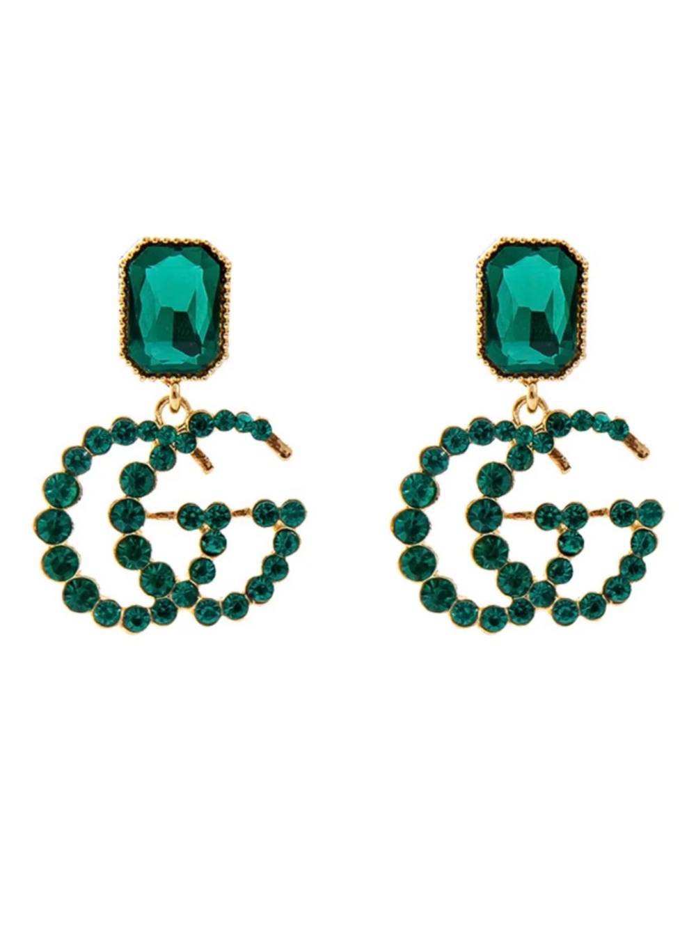 Emerald GG Drop Earrings - Picture 2 of 10